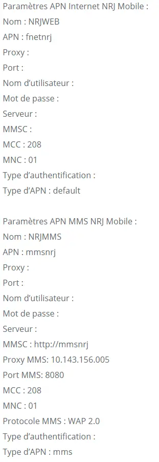 APN NRJ Mobile