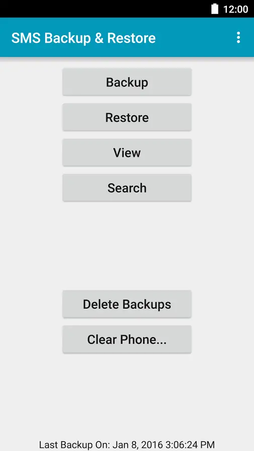 menu sms backup and restore