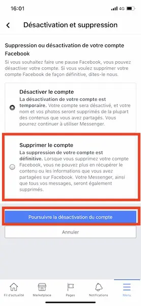 Supprimer facebook sur téléphone 3