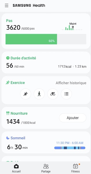 Samsung health : application podomètre GPS