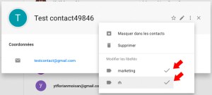 contact gmail groupes multiples