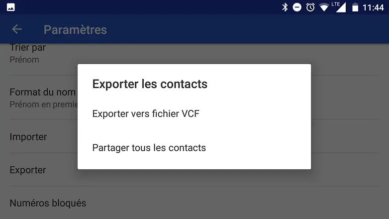 transfert contact android