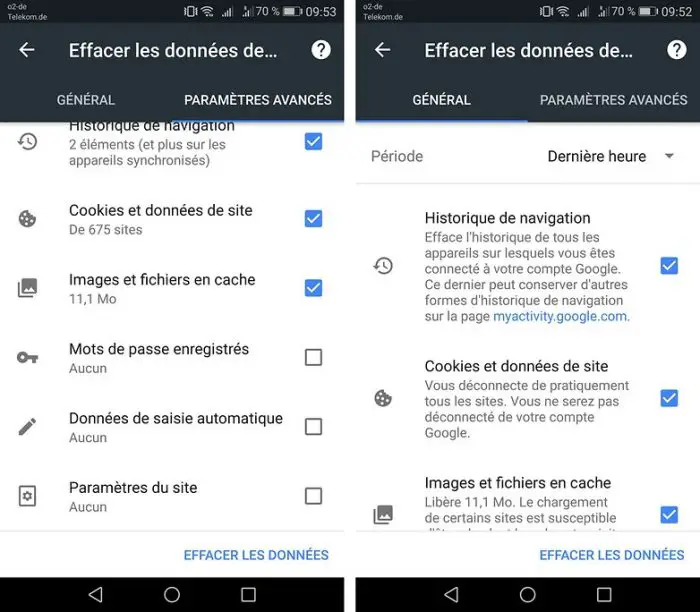 effacer historique chrome android