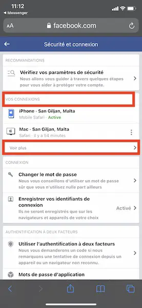 Déconnecter son profil messenger sur Iphone 2