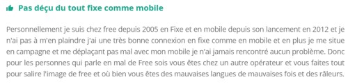 Avis positif Free