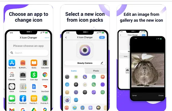 x icon top appli changer icones
